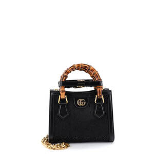 Gucci Mini Diana NM Bamboo Handle Tote Crystal Embellished GG Canvas